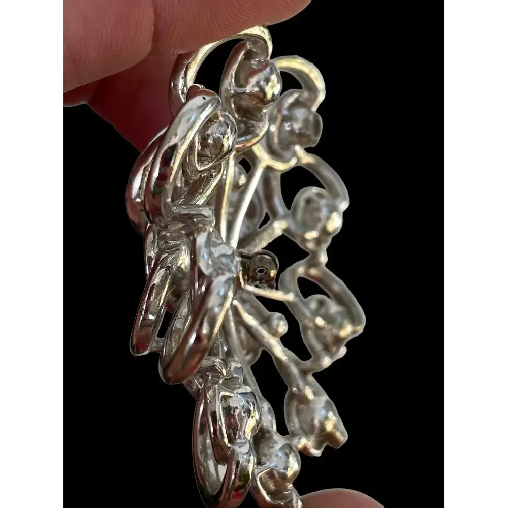Sarah Coventry Brooch Pin Silver Tone Rhinestone Craft Pendant Missing Pin READ